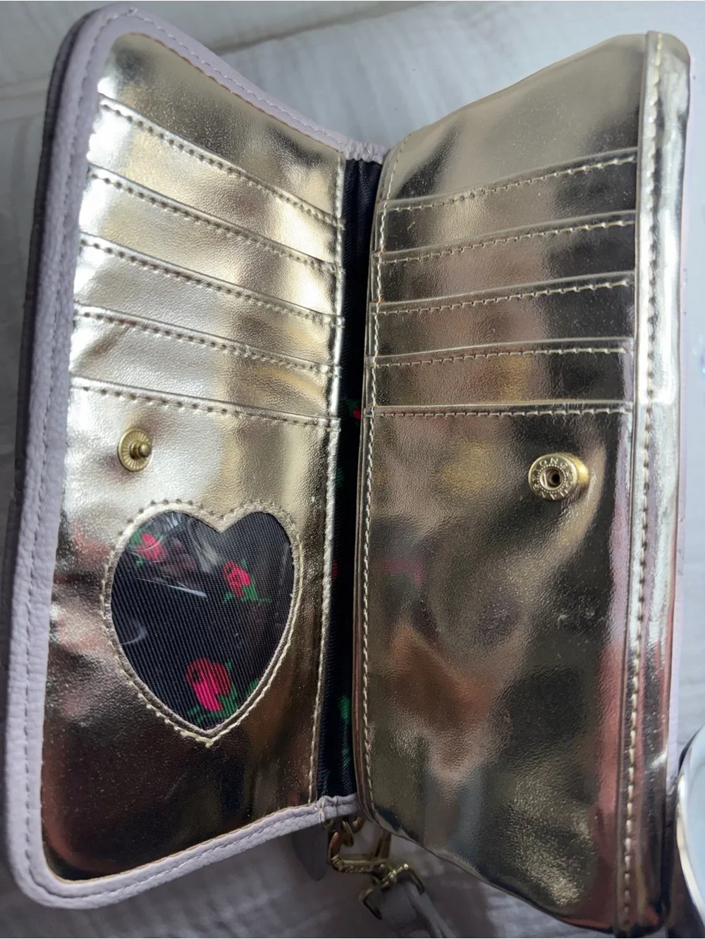 Betsey Johnson “Ready Set Bow” Wristlet Pink and Gray